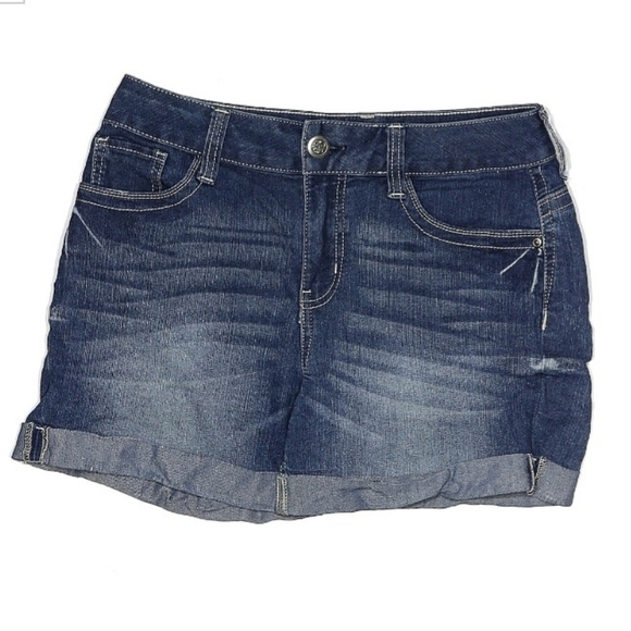 Nobo No Bounderies Blue Denim Cuffed Jean Shorts Juniors Size 7 Casual Summer - Picture 1 of 8